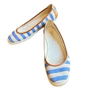 Nine West Women's Royalli Blue white Stripe Flat Slip on Sneakers Size 9